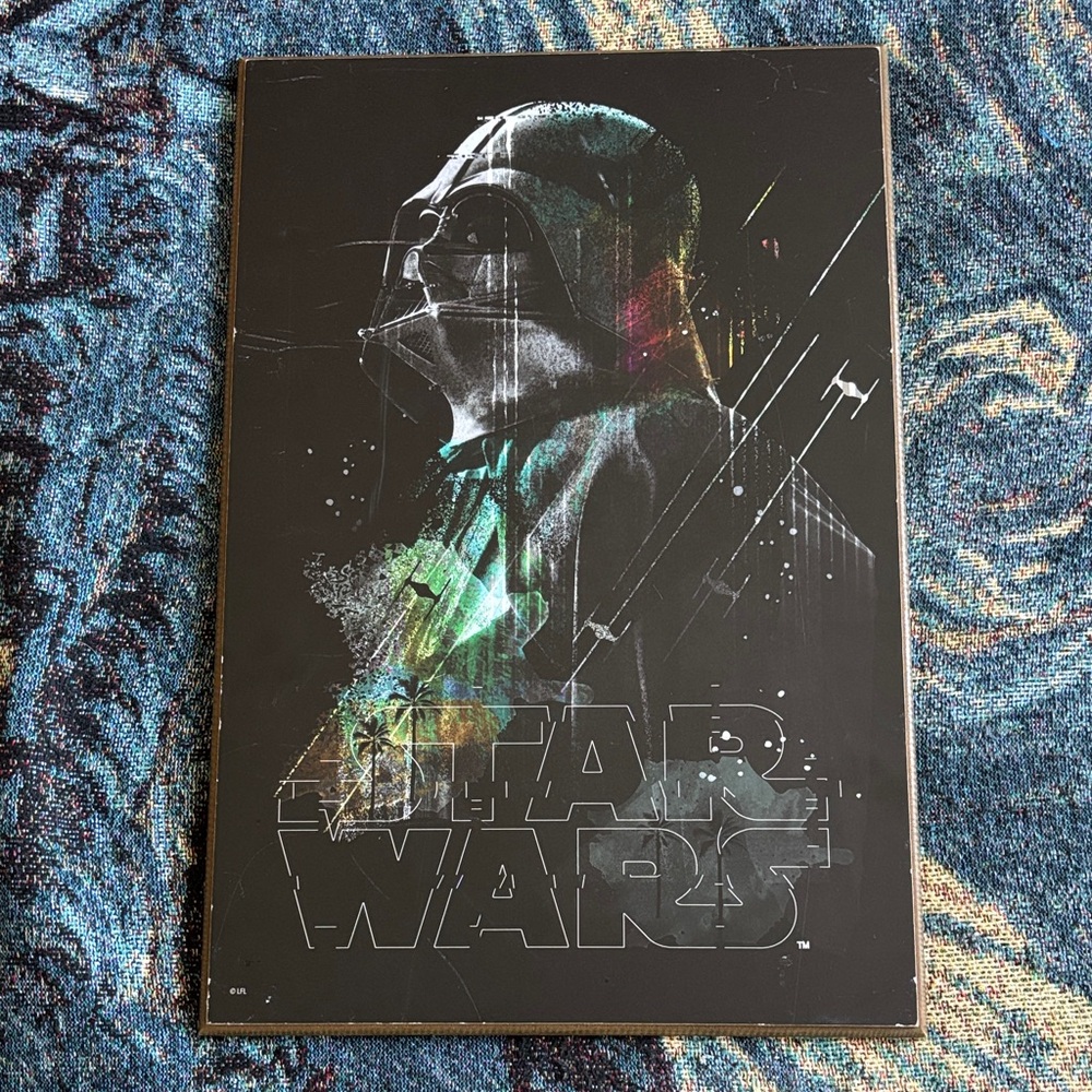 Star Wars Black Poster with Green and Teal Accents - Darth Vader Art